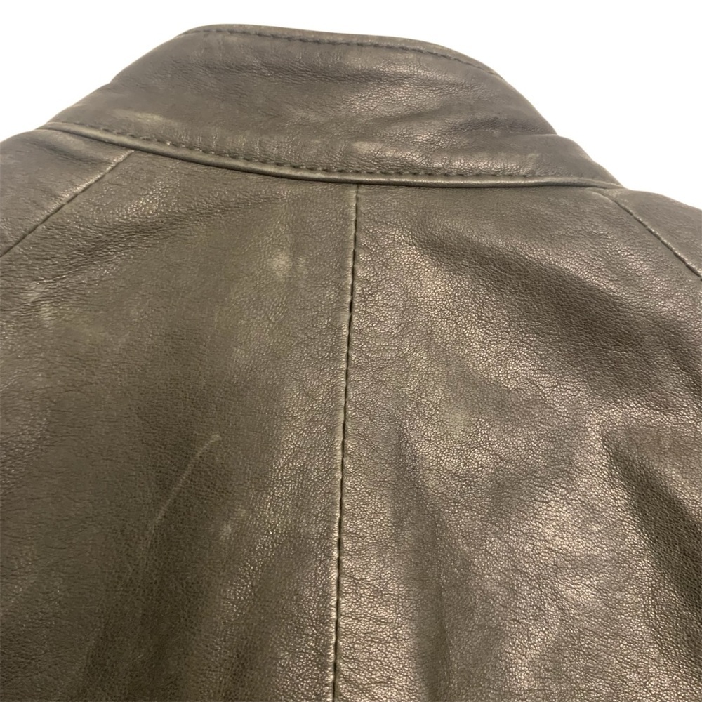 Club Monaco Dark Green Lamb Leather Moto Biker Jacket Size Small - Picture 13 of 16